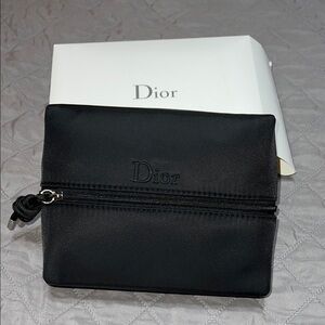 NIB Men’s All Black DIOR logo Zip around Men’s VIP Case pouch toiletry pouch bag